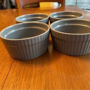 Set of (4) Crème Brûlée Custard Baking Dessert Cups Food Network Gray Ovenware